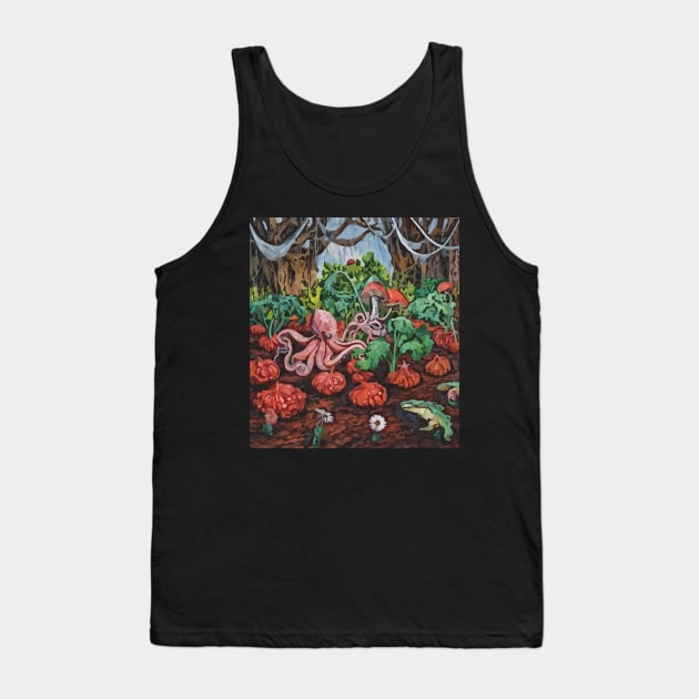 watercolor octopus tending garden with mushroom Tank Top by Catbrat